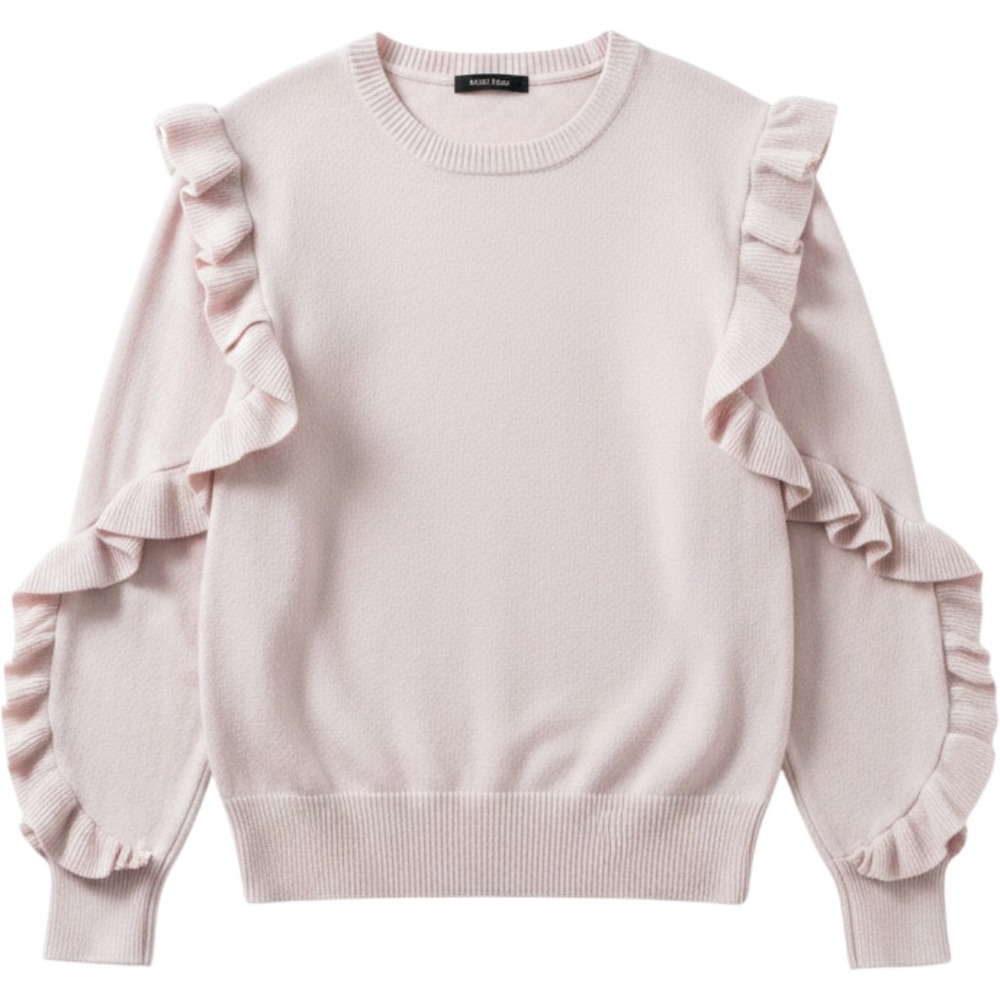 Banana Republic Sweater Womens XL Pink Excellent Ruffle Sleeve Merino Wool Blend